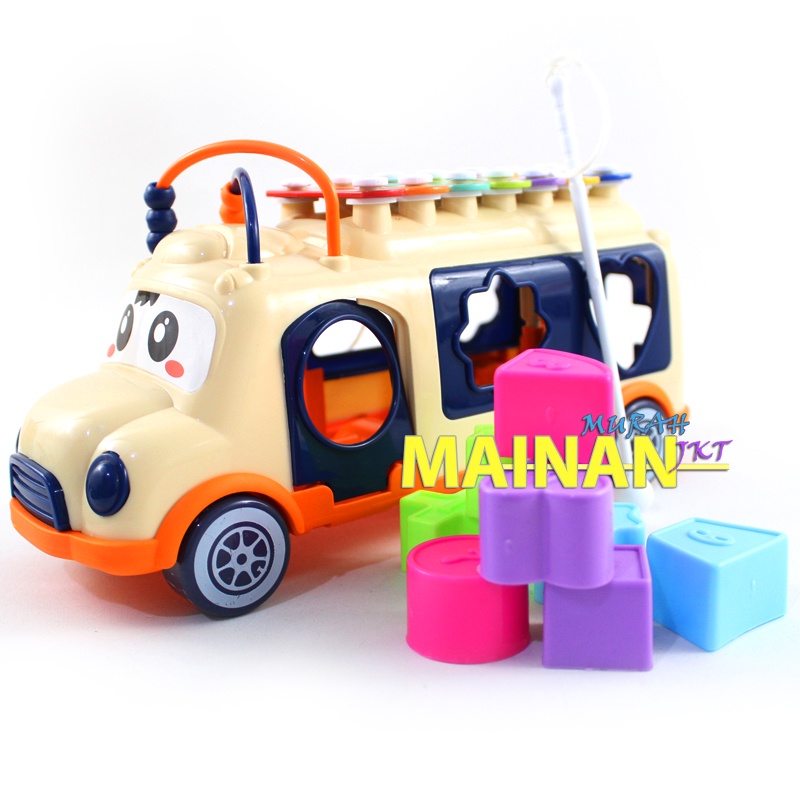 MAINANKEI MAINAN ANAK MURAH BUS XYLOPHONE YE20 MAINAN ANAK MOBIL BUS MUSIC BLOCK EDUKASI