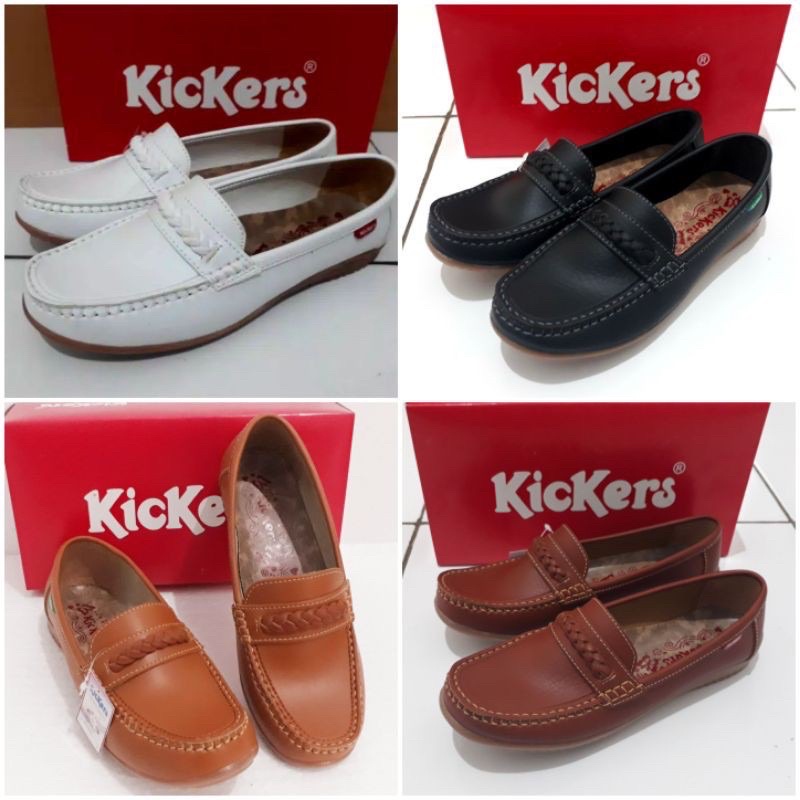 Sepatu Kickers Slip On Flat Selop Casual Santai Cewek Wanita Formal Dinas Kerja Kuliah Sekolah Murah