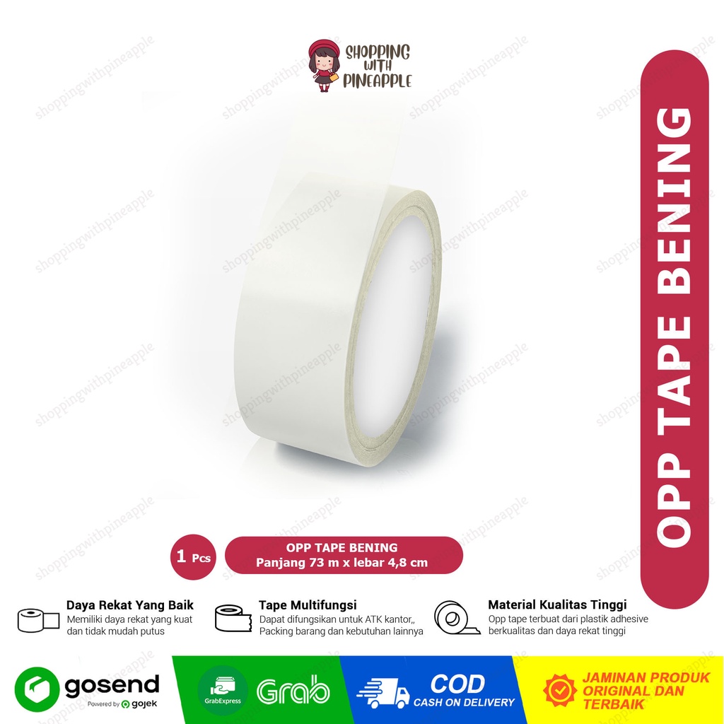 

SWP - Lakban opp bening transparan TERMURAH - opp tape - 45-48mm - 70-80yard - 45micron - grosir - tape