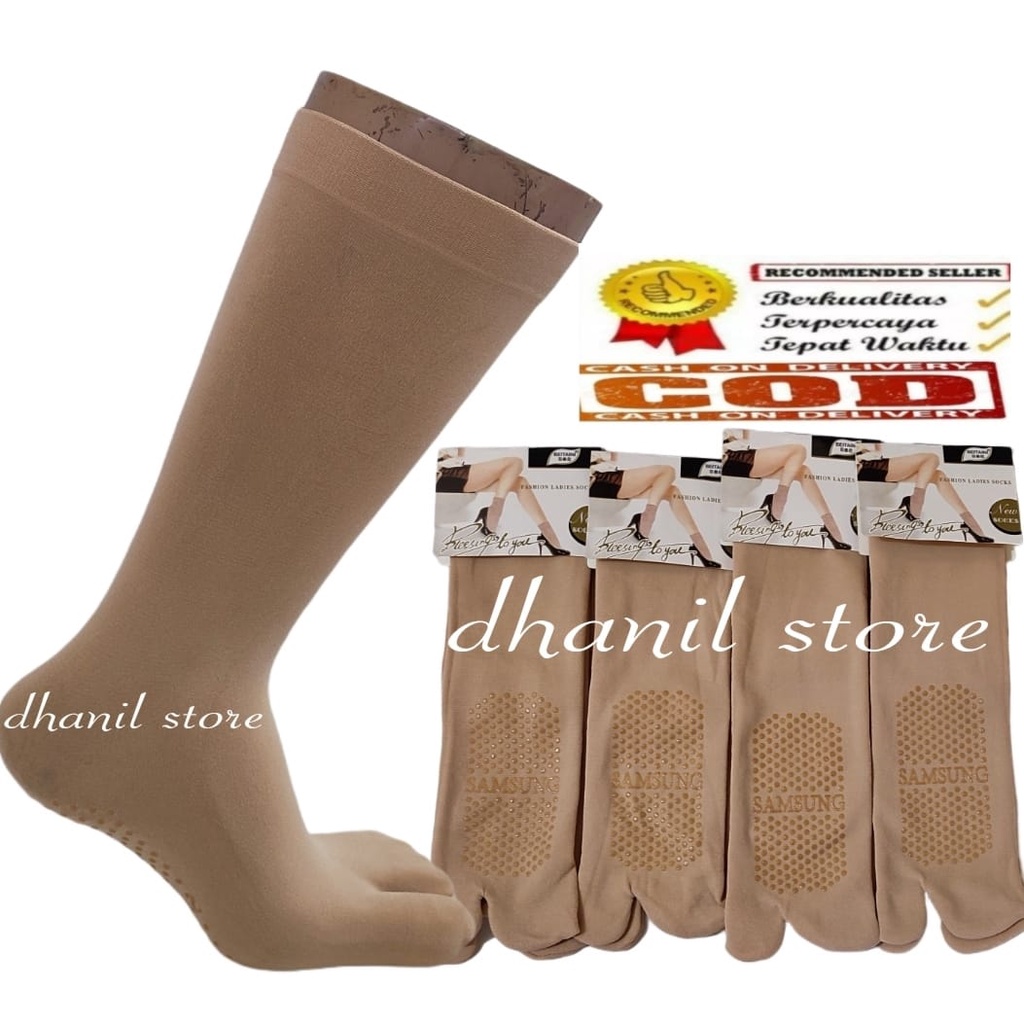 Stoking Warna Kulit Wanita Panjang Sebetis Anti Slip Produk Inpor Best Quality / Kaos Kaki Jempol Wa