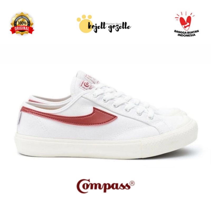 Sepatu Compass Gazelle Low White Red