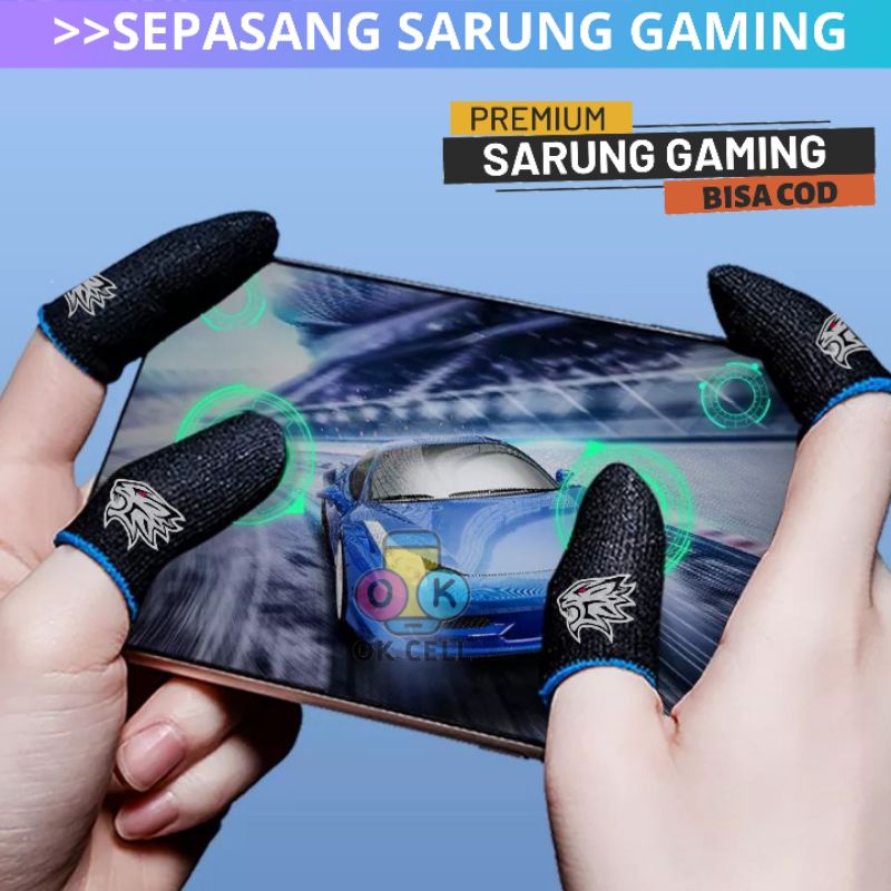 2 Pcs- Sarung Tangan Jempol Touch Screen Game PUBG ML Anti Keringat Joystick Gaming High Quality