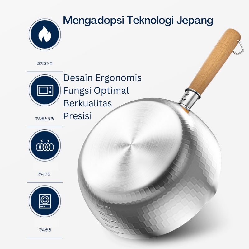 CEO Panci Susu Stainless Steel Serbaguna Set Dengan Tutup Kaca