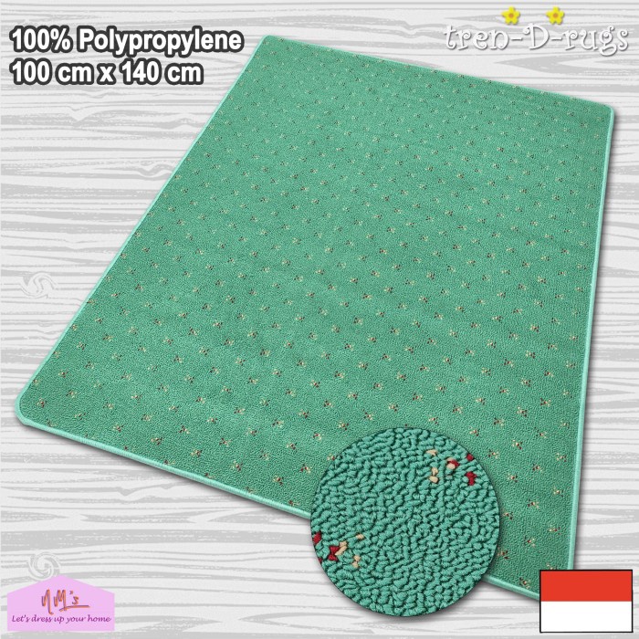 KARPET BULU Tren-D-rugs Karpet Polos Bulu Murah Lantai Permadani Minimalist -NMs - HijauMint Motif b