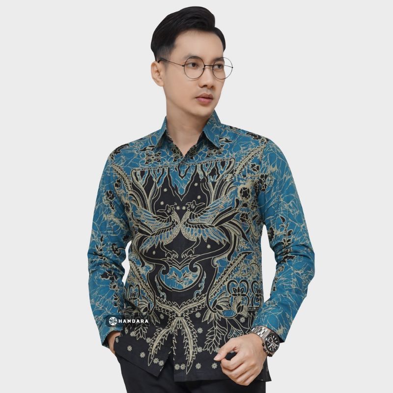 TOSCA BAYAN Kemeja Batik Pria Lengan Panjang Bahan Katun Halus Lapis Furing