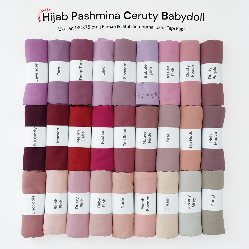 (PART 1) Pashmina Ceruty Babydoll Import (Jahit Tepi)