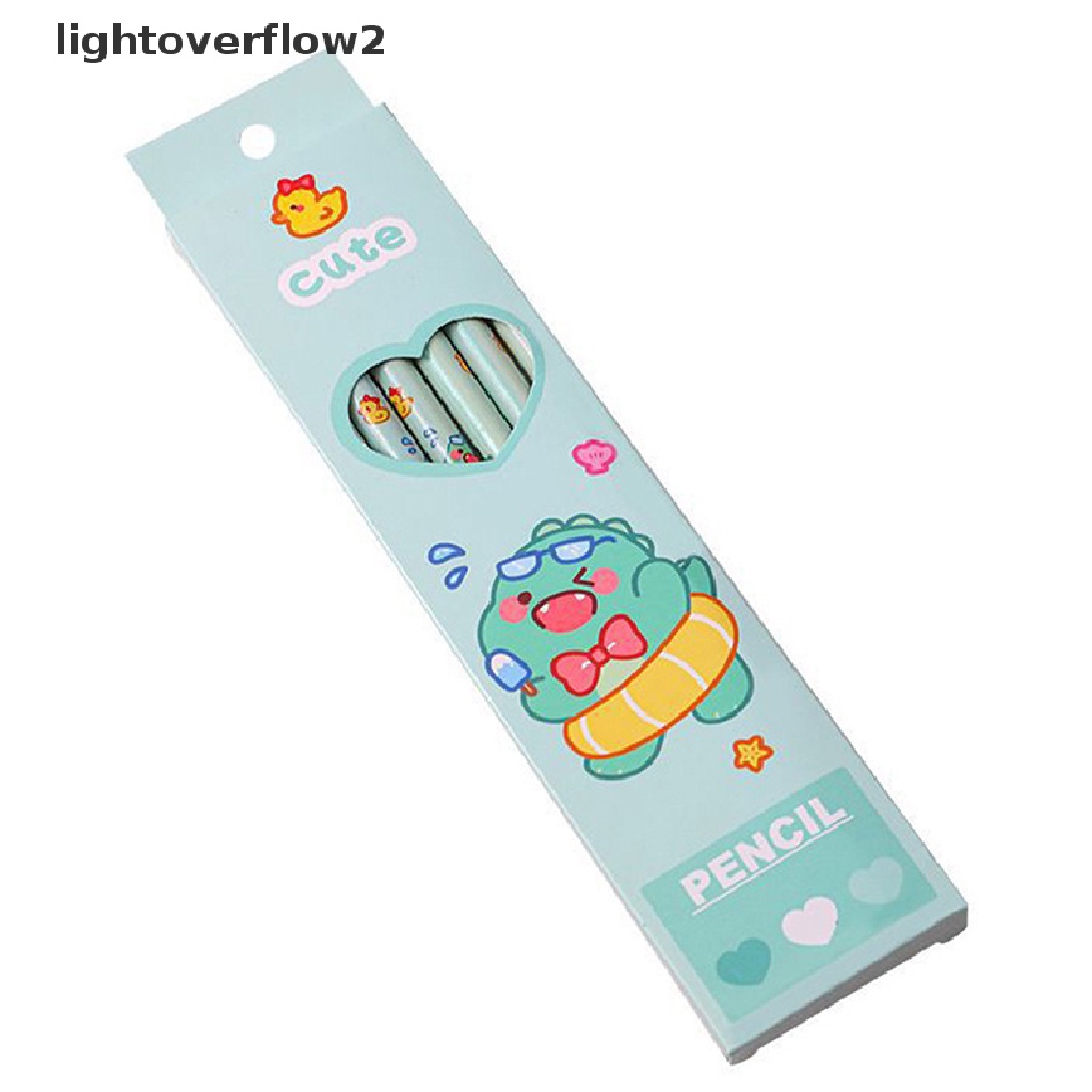 (lightoverflow2) 6pcs / Set Pensil HB Standar Motif Kartun Hewan + Penghapus Untuk Stationery Sekolah