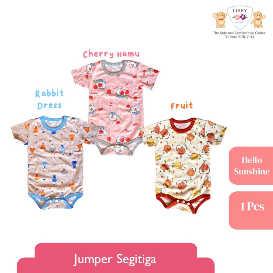 (ECER) Libby Baju KODOK SEGITIGA / JUMPER Segitiga Newborn Bayi / Bodysuit