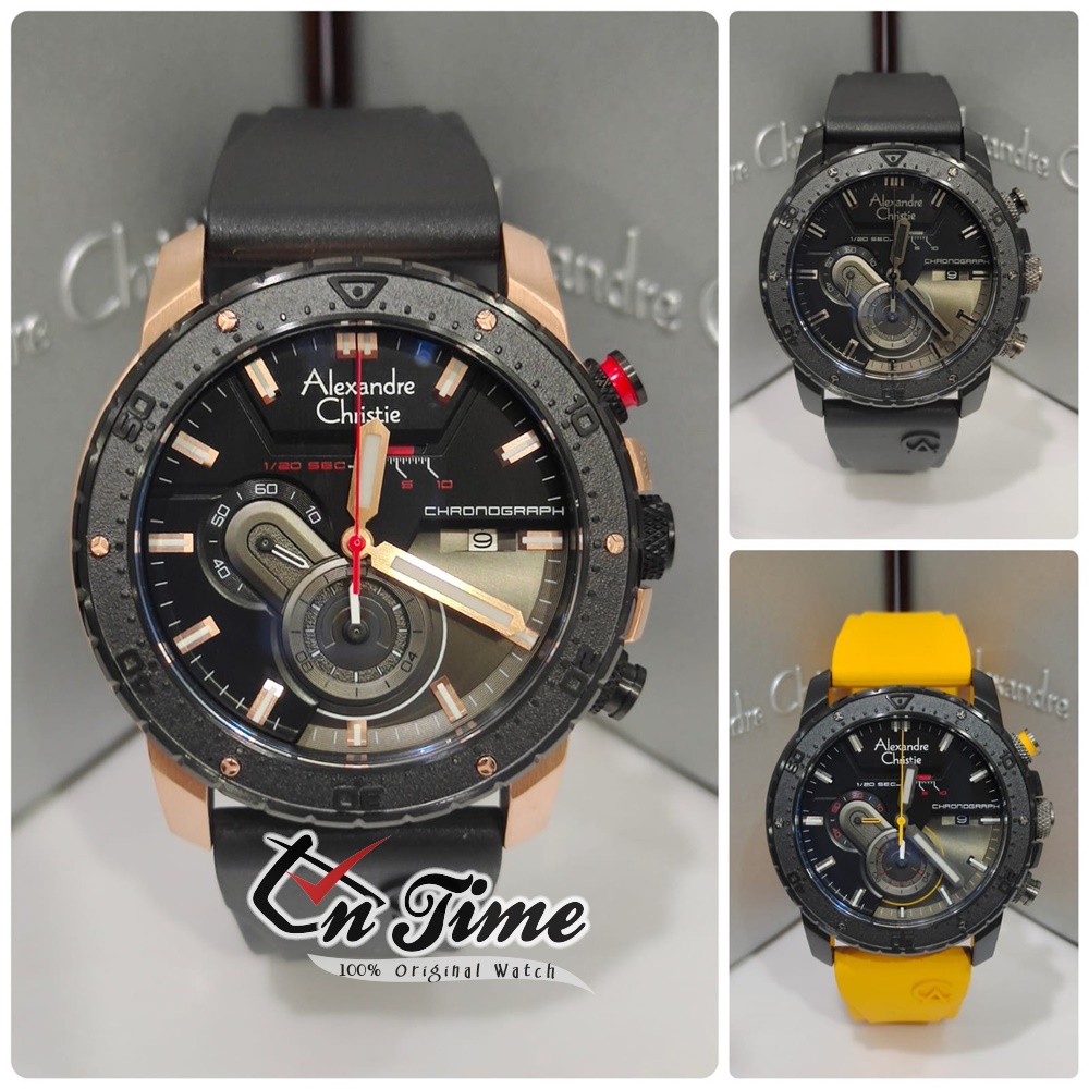 Alexandre Christie Pria AC 6627 MCR Rubber Jam Tangan Sport Original