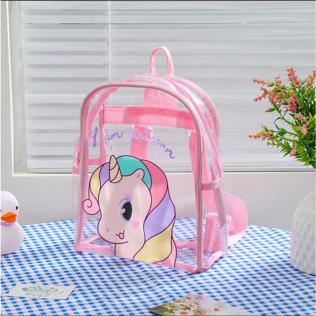 Tas Ransel Anak Transparan - Ransel Anak Prempuan Imut kartun - Tas Sekolah Putri Taman Kanak-Kanak