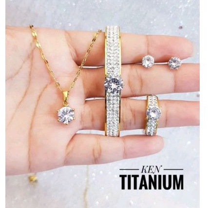 Titanium full set perhiasan mata gold bengel 62940