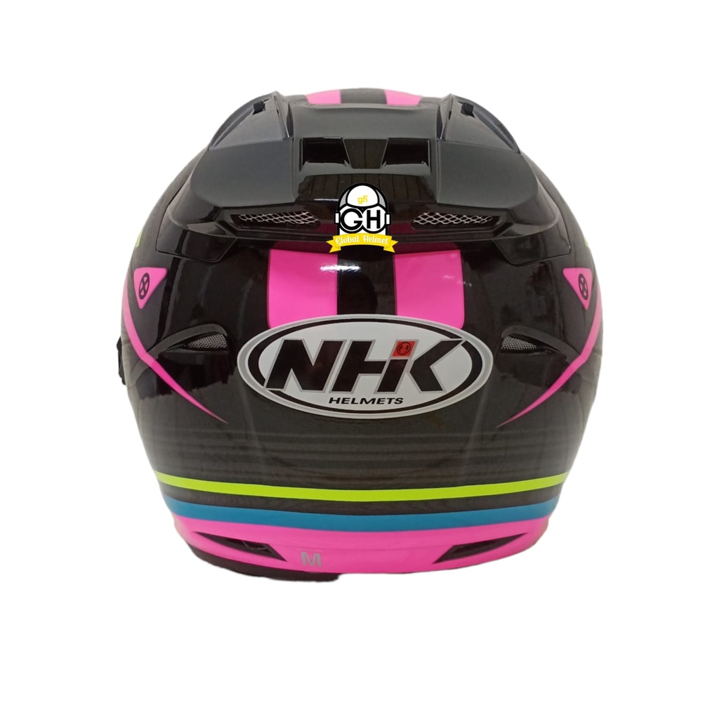 HELM NHK R1 ECTO NHK R-1 BLACK PINK GLOSSY DOUBLE VISOR ORIGINAL NHK