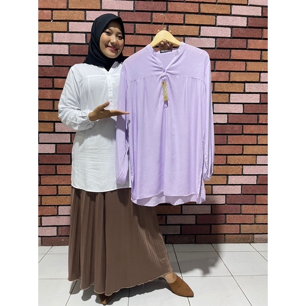 Blouse Katun Rayon Fathin basic Lilac~ Blouse Lavender ~ Blouse Rayon ~ Blouse adem ~ Lavender ~ Ung