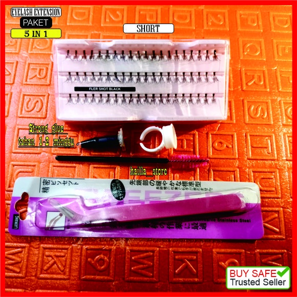 PAKET Bulu mata Tanam 5in1 Bulumata Eyelash Extension Tahan 1-2 Minggu Natural Lembut Bagus Murah