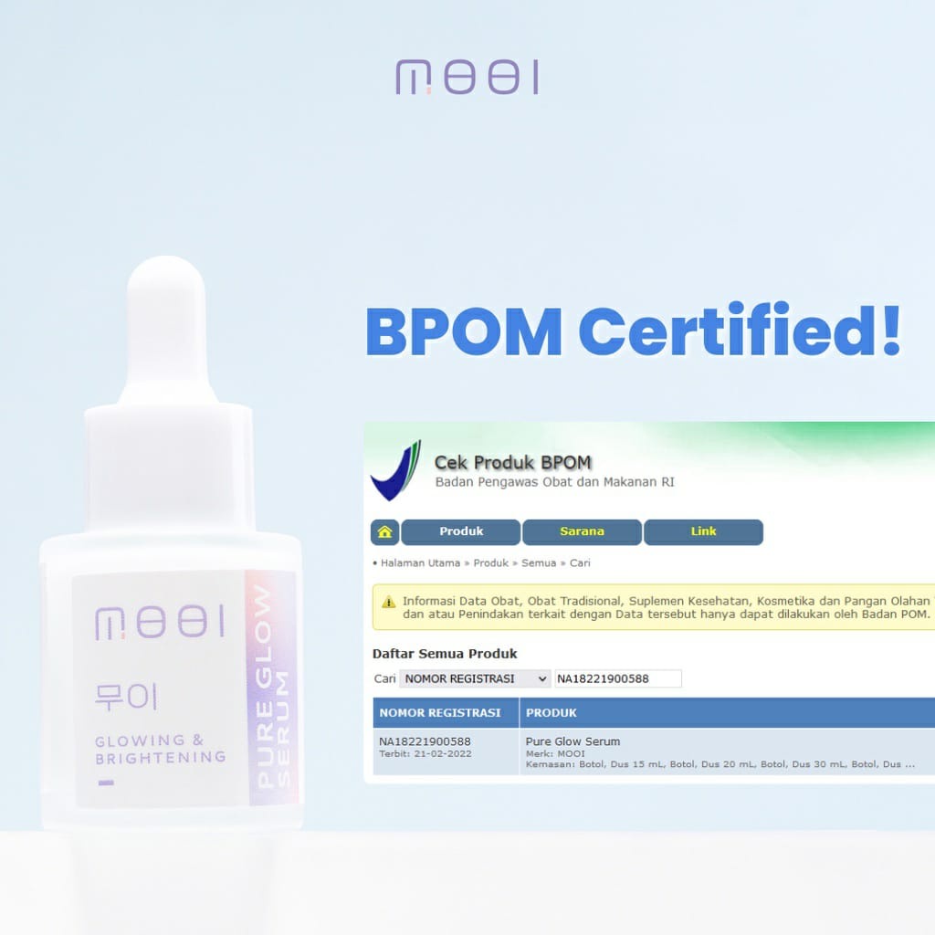 [ORIGINAL BONUS POUCH] MOOI Pure Glow Serum SERUM WAJAH GLOWING KOREA