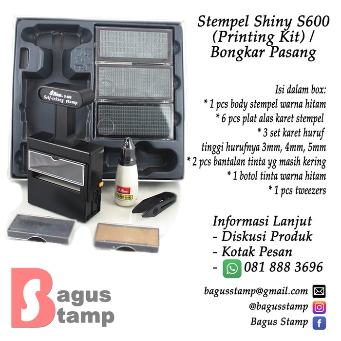 

Letter Stempel Shiny S600 (Printing Kit) / Stempel Bongkar Pasang