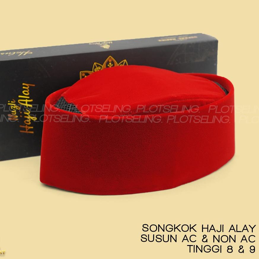 바 Songkok Susun HAJI ALAY SUSUN AC NON AC Peci Kopiah Merah Hitam Maroon Tinggi 8 9 Ukuran Anak Laki