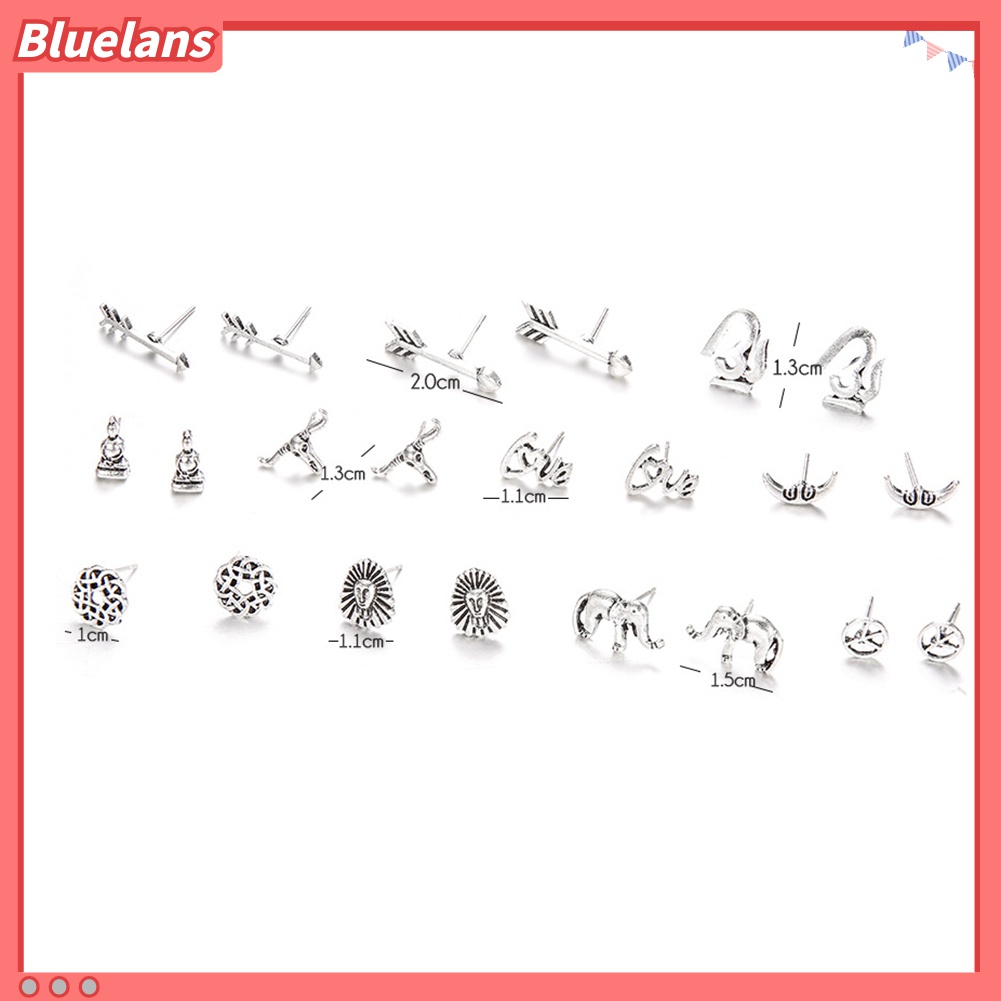 11 Pcs Anting Stud Bentuk Panah Bulan Gajah Gaya Vintage Untuk Wanita