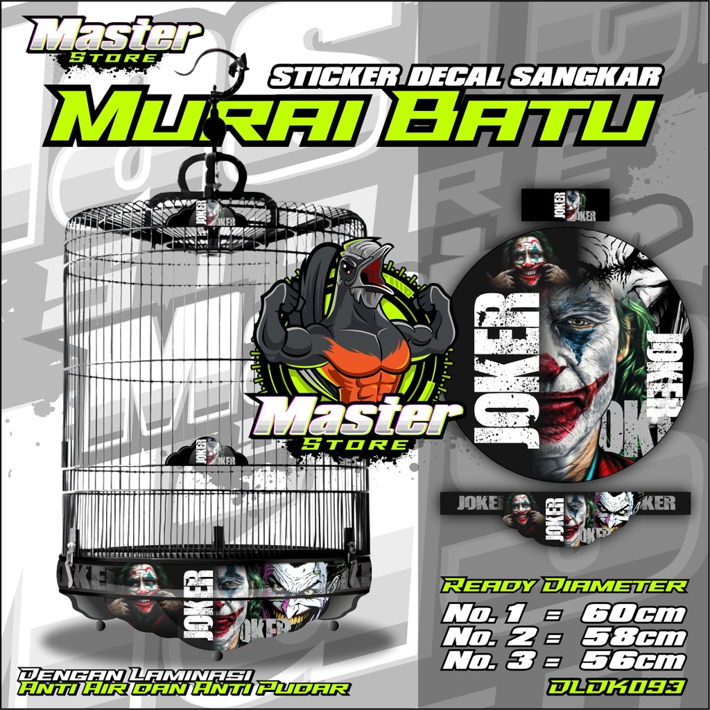 Jual Stiker Decal Variasi Sangkar Burung Murai Batu Motif Joker Custom Laminasi Anti Air Dan