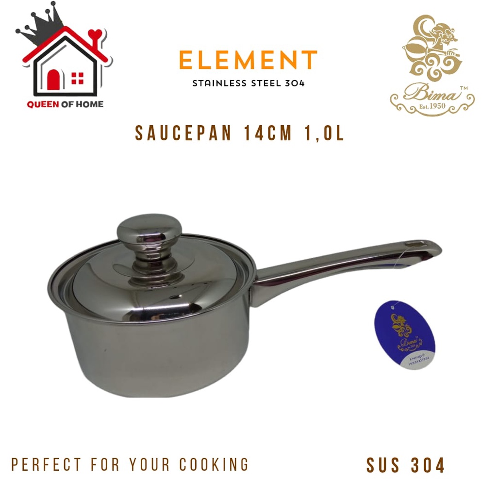 Bima Element Saucepan 14cm Panci Susu Mpasi Stainless 304 B200114A