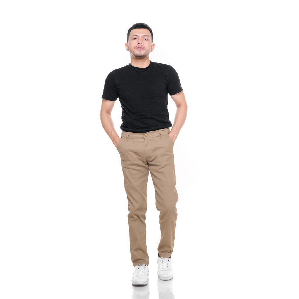 Dottore Mocca | Celana Panjang Chino Hitam Pria Cowok Basic Chino Pants | FORIND x Giant Flames