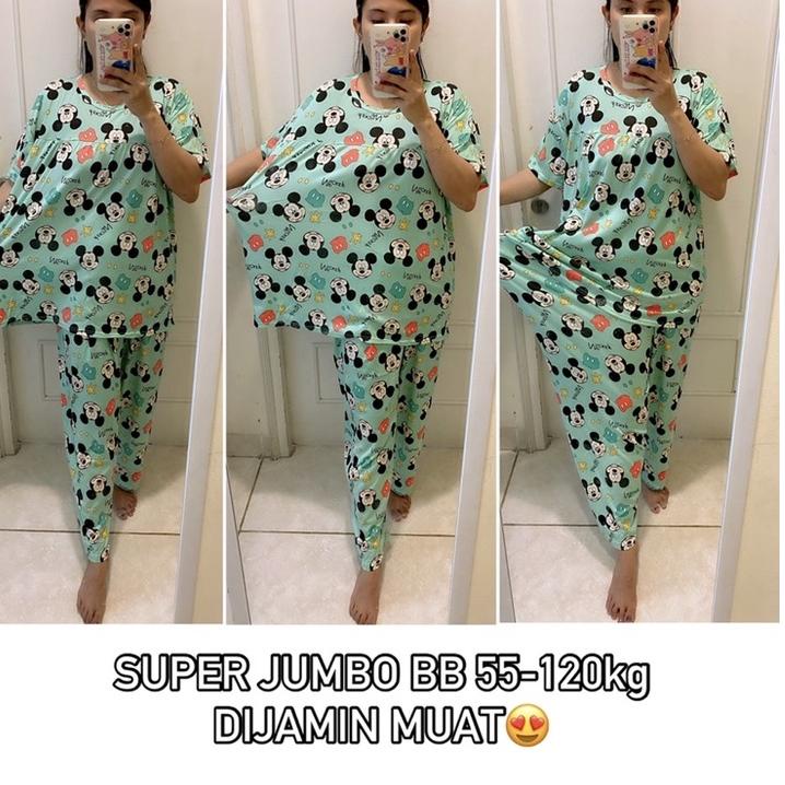 PKM.22Oc22ᵟ ◦ BAJU TIDUR WANITA | PIYAMA SUPER JUMBO | 6XL SUPER BIGSIZE |SETELAN BAJU TIDUR | IBU H