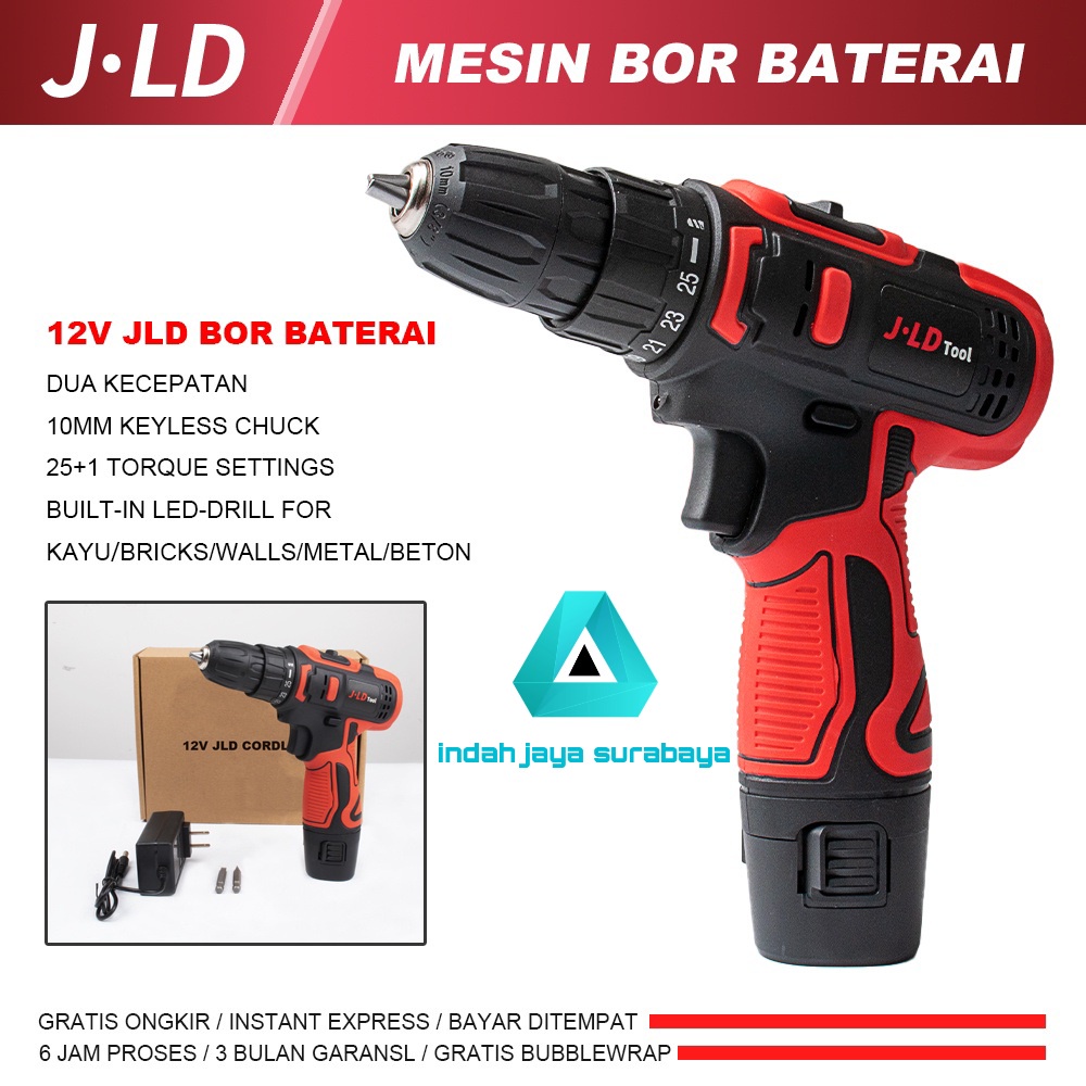 Promo Bor jld 12V Bor Changer JLD TOOLS JLD Cordless Driver Drill Mesin Bor Baterai screwdriver Elek