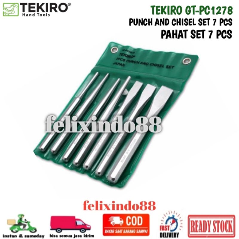 PAHAT BESI SET 7 PCS TEKIRO GT-PC1278 PENITIK PLAT / PUNCH AND CHISEL / PAHAT BETON BUBUT