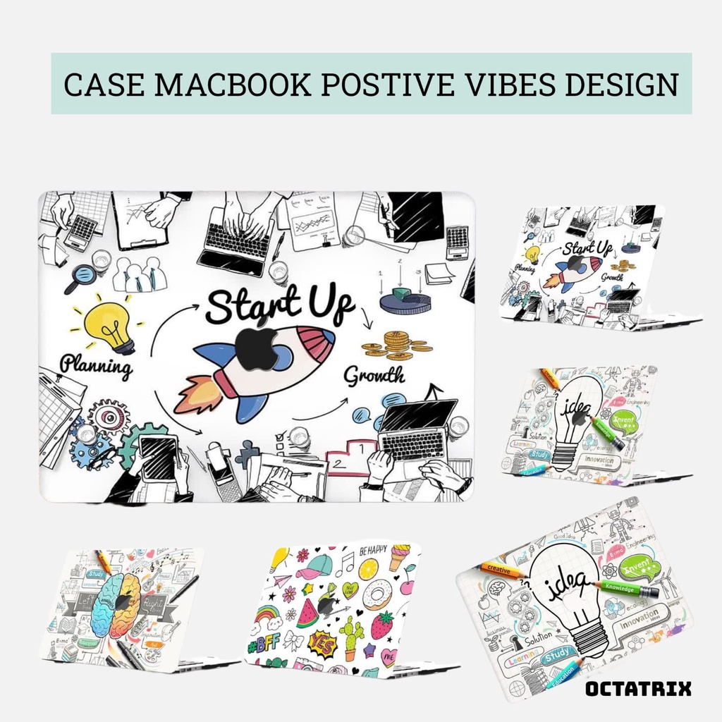 Case Macbook Air M1 Pro M1 M2 Retina Air 13 Inch Gambar Custom Rocket Macbook Case Positive Vibes Design Series Start Up Thinking Idea Fruit Picture Premium Quality