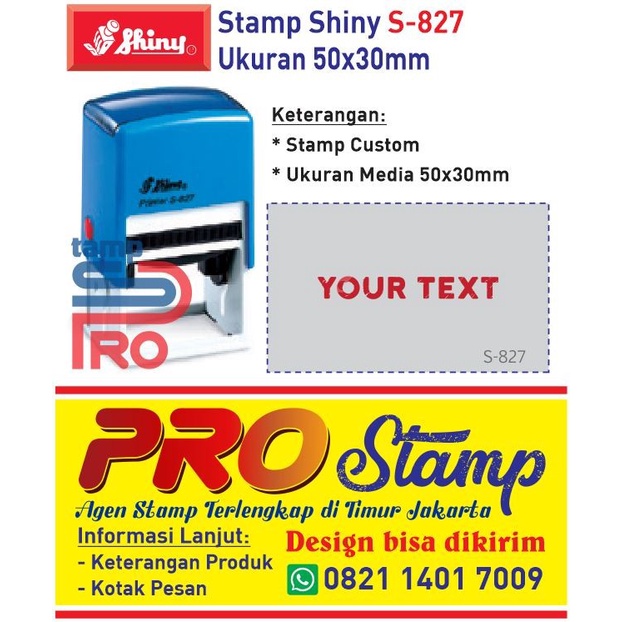 

Aman Stempel Shiny S827 / S-827 Otomatis Self Ink Custom Text 48 X 28 Mm Bagus