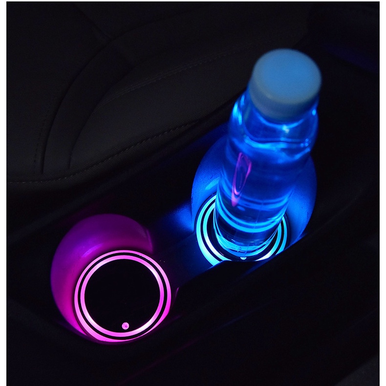 Coaster / Tatakan Gelas / Botol Minum Anti slip Dengan Lampu LED Warna-Warni Tenaga USB Untuk Mobil