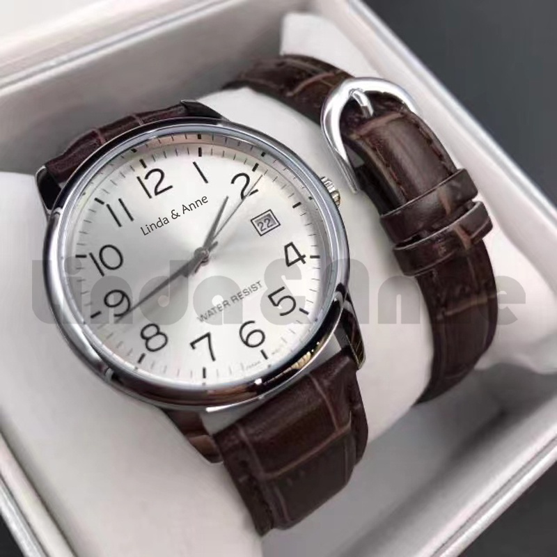 Jam Tangan Wanita Dan Pria Luminous Analog Couple Quartz Standard Anti Air Strap Pu Leather