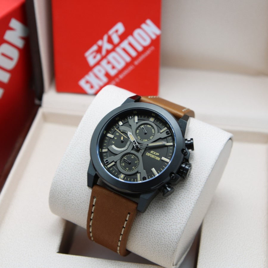 Jam Tangan Expedition E 6829 Pria / E6829 MC Black Brown Original