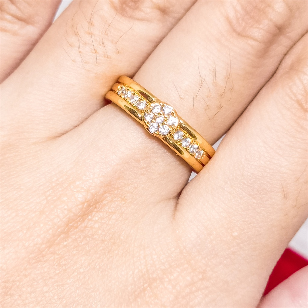 Cantik Cinta Wanita Xuping Fashion Zircon Perhiasan Lapis Emas 24k Gold Berlian buatan Versi Korea