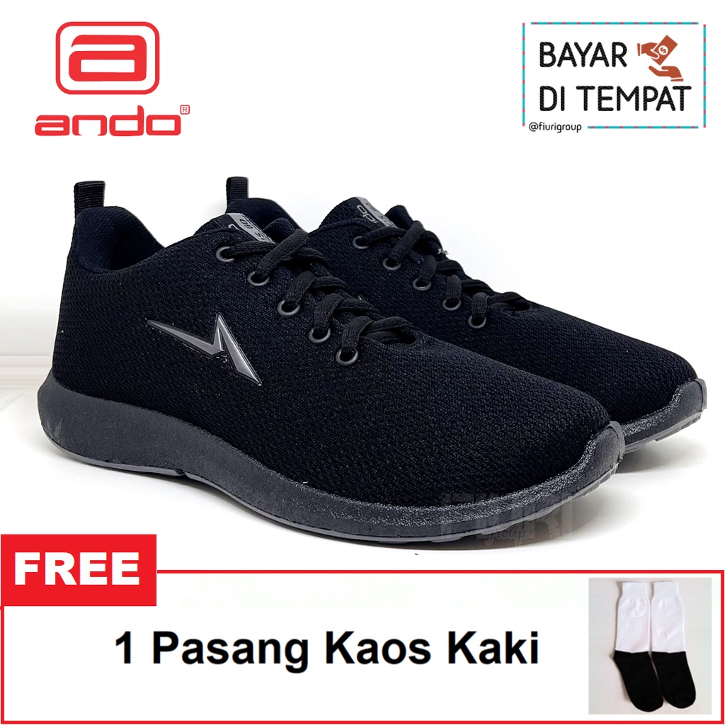 FIURI - ANDO ORIGINAL - SIP 21 35-43 FULL HITAM - SEPATU SNEAKERS SPORT KANVAS SOL KARET ANAK LAKI-LAKI - SEPATU KETS TRENDY PRIA DEWASA - SEPATU OLAHRAGA LARI FITNES SENAM KERJA KULIAH SEKOLAH SD SMP SMA BERTALI COWOK MURAH PROMO DISKON BONUS KAOS KAKI