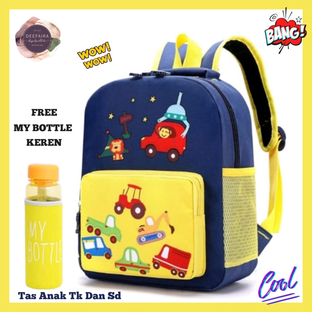 Tas Ransel Anak Laki Laki Untuk Dipakai Sekolah Anak Tk Paud Sd Motif C4R NQ Free Botol Minum