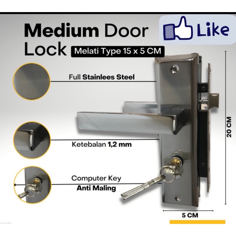 Promo Kunci Handle Pintu Medium + Cylinder Knop Outar kunci pintu sedang Dengan Silinder Putar Knop promo kunci pintu stanlis kunci pintu medium kunci dan handle mnmlis/ Brilon kunci pintu sedang/ brilon kunci pintu minimalis ukuran medium Knop