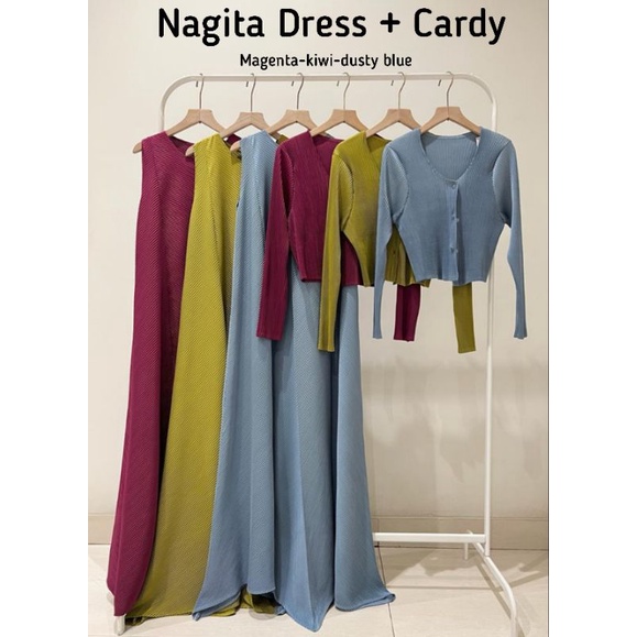 Nagita dress set cardygan plisket ❤ dress maxi set cardigan ❤