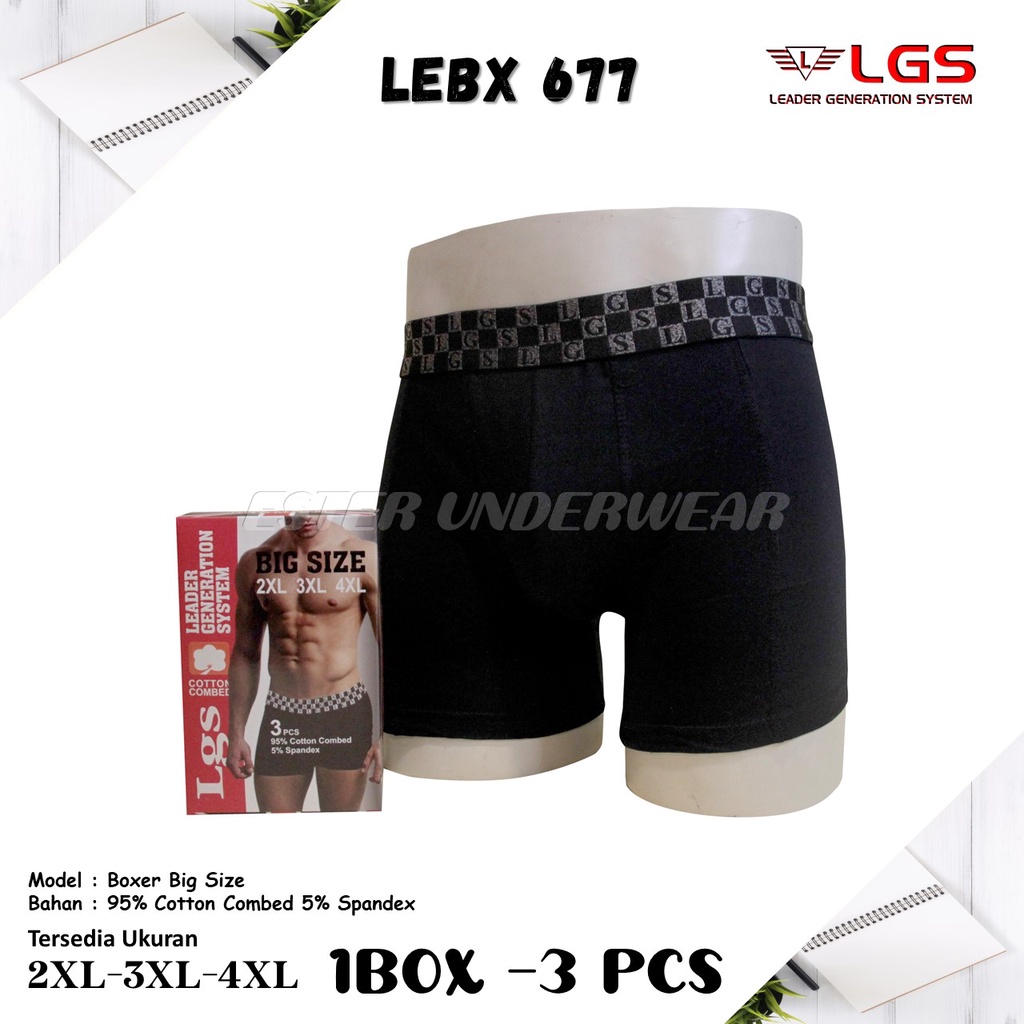 Celana Boxer BIG SIZE LGS 677 ISI 3Pcs |CELANA BOXER PREMIUM