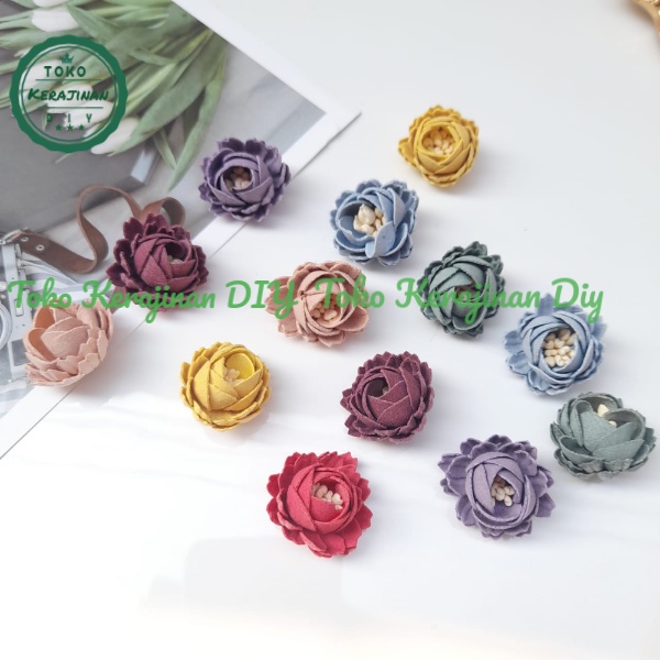 Aplikasi Bunga Suede 2,5cm Import Bahan Craft Kerajinan DIY