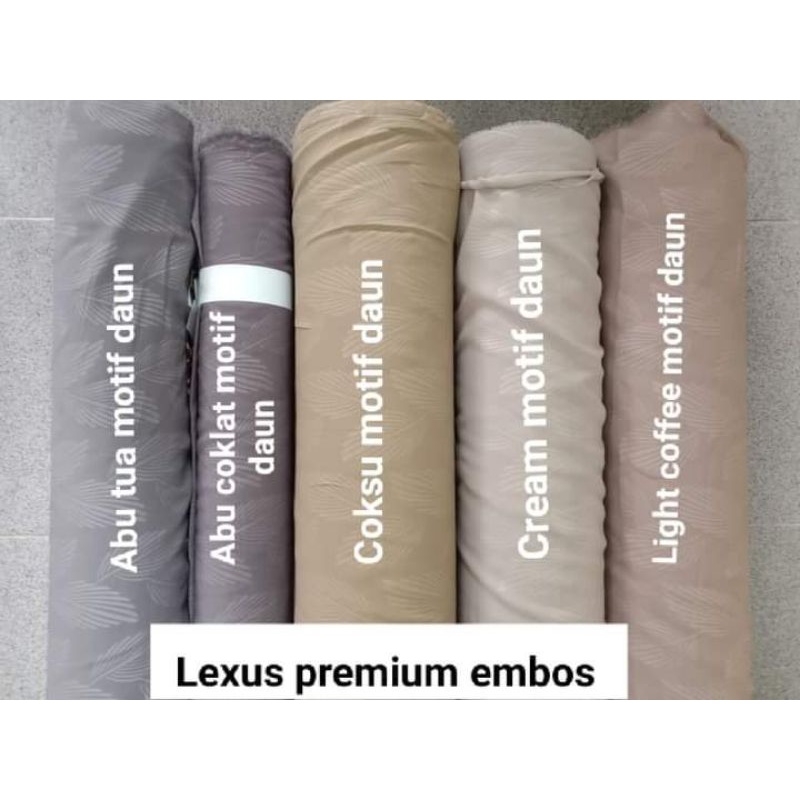 Kain Lexus embos motif daun, bidang 150, harga per 50 cm