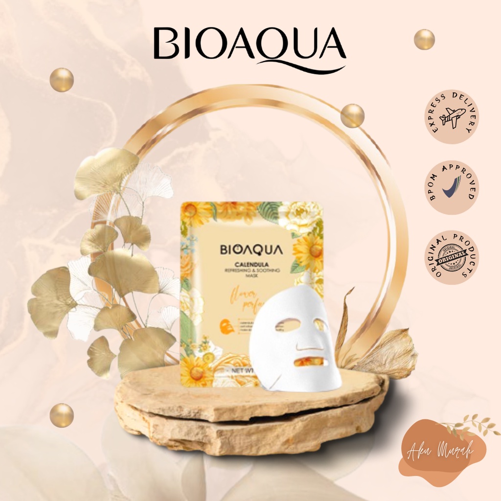 ✨ AKU MURAH ✨BIOAQUA ''Calendula Refreshing &amp; Soothing'' Sheet Mask Masker Wajah Flowers