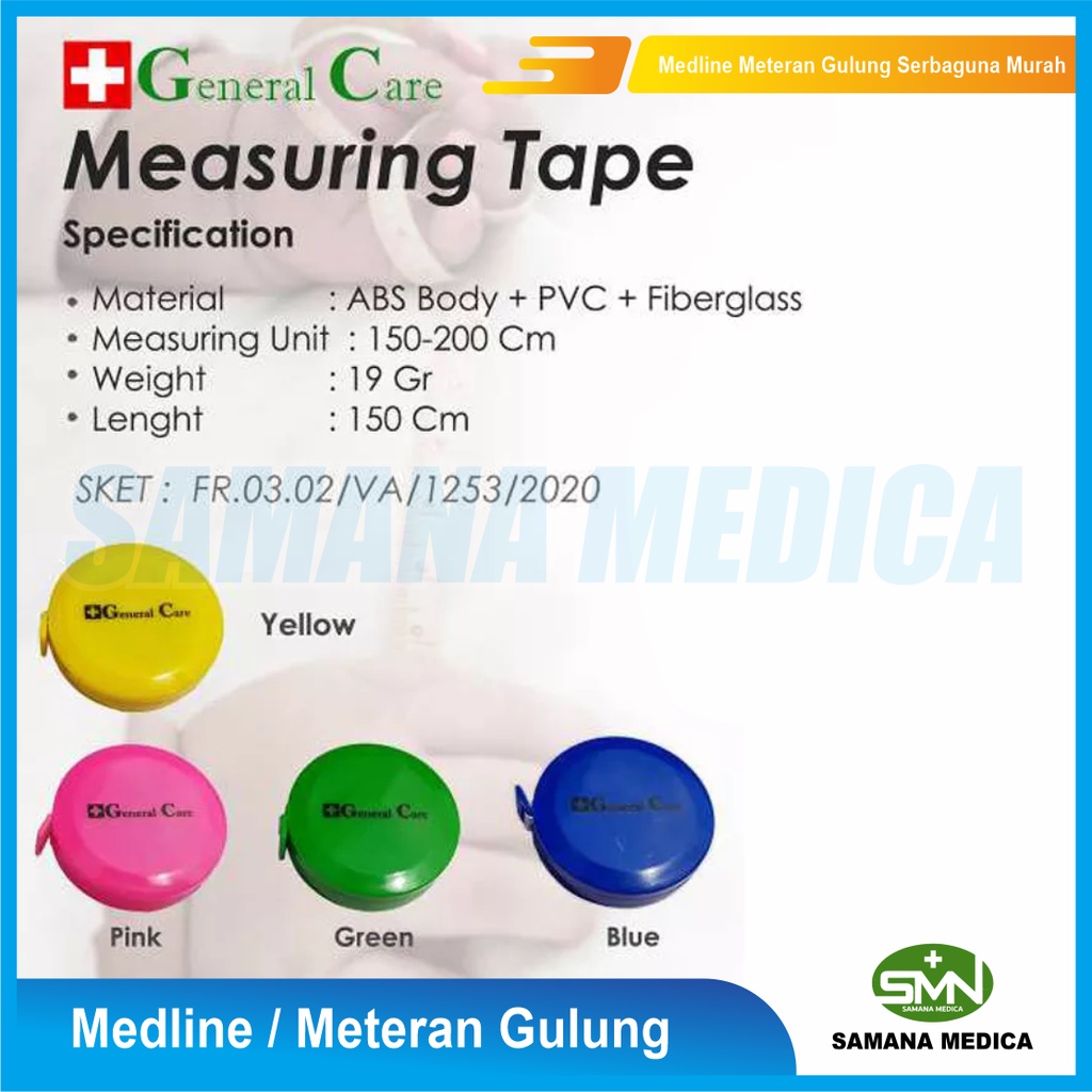 Medline / Meteran Gulung 150cm GENERAL CARE Medlin / Medline Metline Meteran Gulung Serbaguna Promo Murah