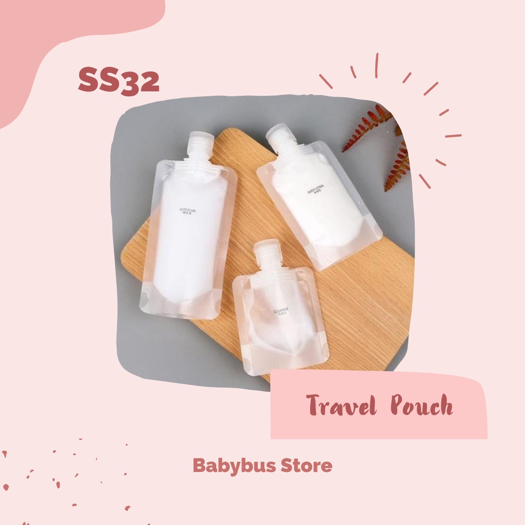 BBS SS32 Travel Pouch Kantong Plastik Kemasan Lotion / tempat sabun cair Plastik tutup FlipTop Cosmetic Lotion import