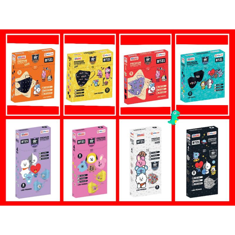 BARU! Masker Alfamart Alfamidi BT21 4D 4ply KN95 KF94 isi 8/10 pcs 4/5 pcs BTS Free Exclusive Pouch/