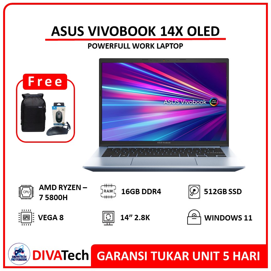 Asus Vivobook Pro 14X OLED M3400 Ryzen 7 5800H 16GB 512SSD Vega 8 W11 2.8K | Laptop Asus