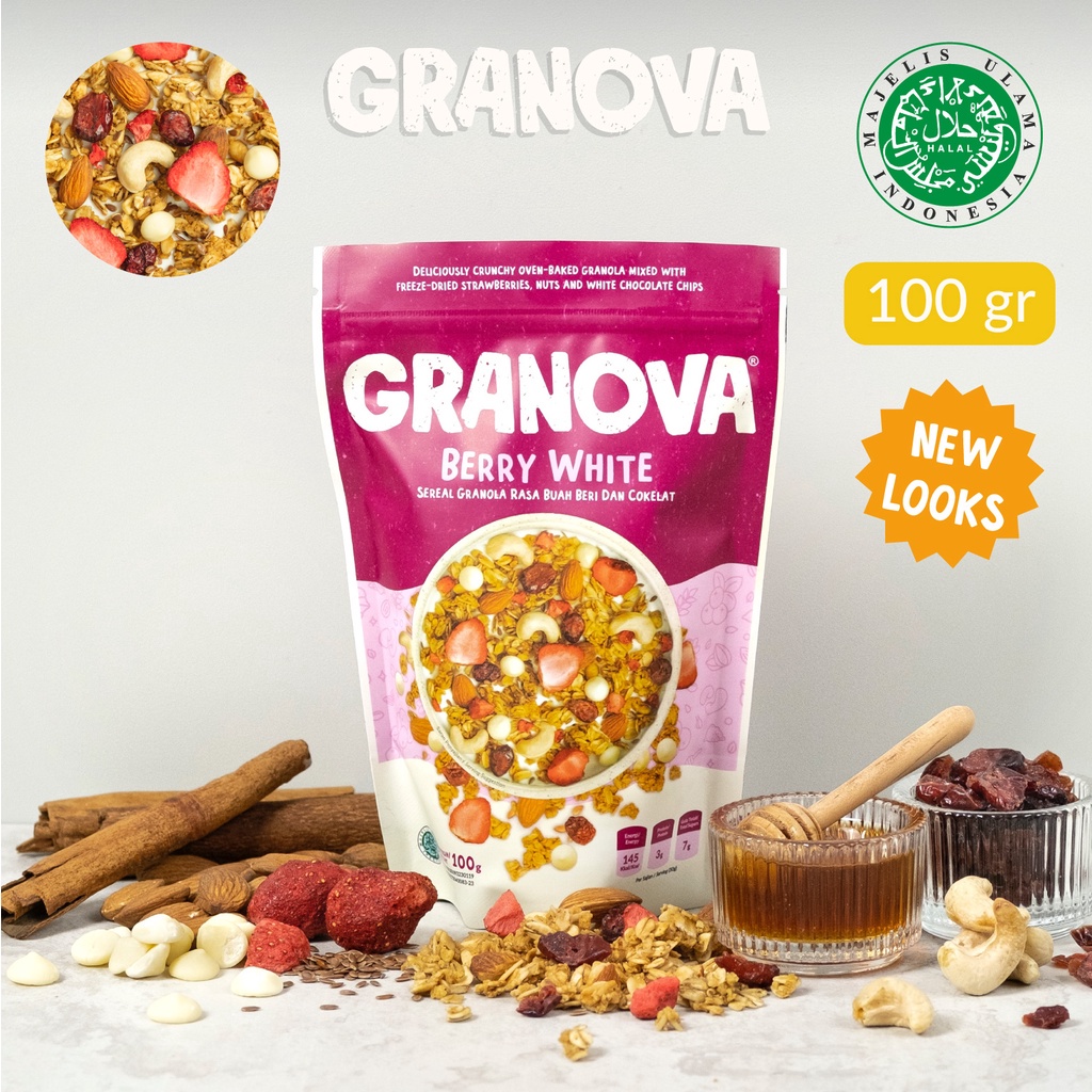 GRANOVA Granola 100g - Sereal Sarapan Sehat - Honey Almond / Chocolate Cranberry / Banana Nut / Berry White