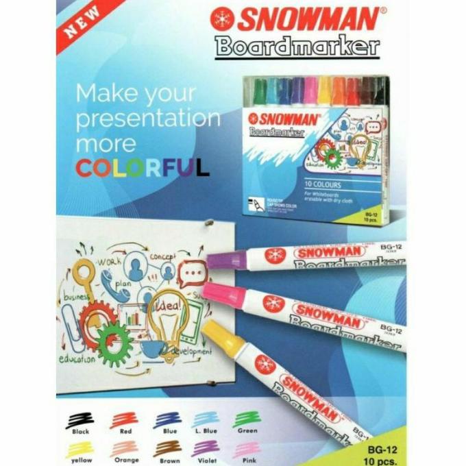 

(COD) Spidol Snowman Boardmarker 10 Warna NEW Kode 1449