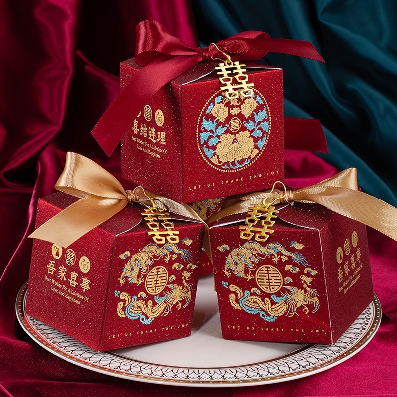 Kotak Souvenir Wedding Sangjit / Kotak Permen Shuang Xi / Candy Box Double Happiness