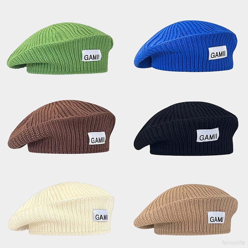 Topi Baret Bahan Wol Hangat Motif Tulisan Untuk Musim Gugur / Dingin